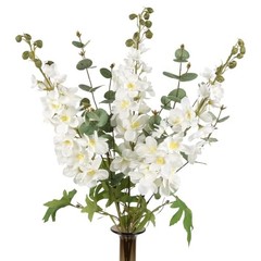 White Flowers Artificial Delphinium Combo Green Eucalyptus Stems White&green