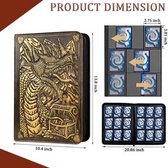 Trading Card Binder-Holds 360 Cards Pockets Album3D Leather 9 Pockets