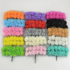 144Pcs Mini PE Foam Rose Heads Red Lace Flowers DIY Wedding Home Decor 2cm