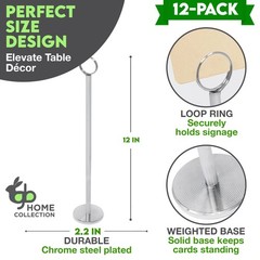 Gray Bunny Table Number Holders, 12 Pack (12in Tall) 12 inch – Thick, Chrome