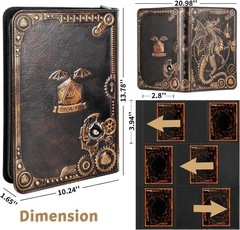 Card Binder 9 Pocket, 3D PU Leather Album with Zipper, 360 Side Loading Pocke…