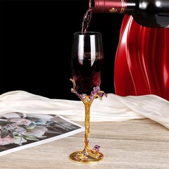SUQ I OME Enamel Wine Crystal Champagne Flutes Glasses Set of 2, Decorative E…