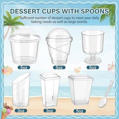 435 PCS Dessert Cups Set with Lids and Spoons, 5oz 3oz Mini Clear Plastic