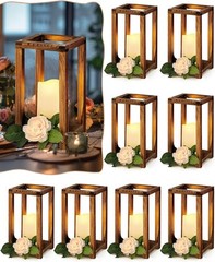 Rustic Wooden Lantern Centerpieces 16pcs Wedding Party Table Decor Flameless LED