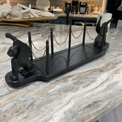 Gothic Gargoyle Egyptian Styled Decanter Centerpiece Stand 25.75” Cast Iron