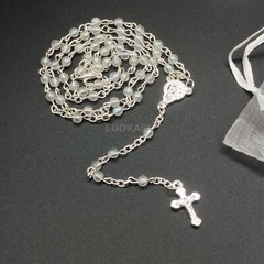 US 12 Lady Guadalupe Rosary Silver Cap Glass Jar Baby Shower Baptism Party Favor