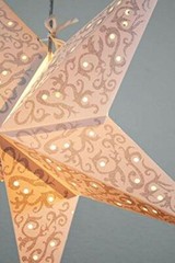 Quasimoon 24″ Silver Bramble Glitter Paper Star Lantern, Hanging Decoration b…