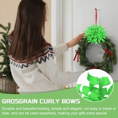 6 Piece Grosgrain Bows 4 Inch for Gift Light Green Grass