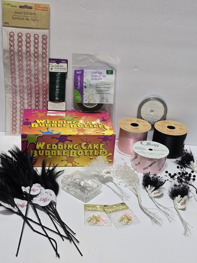 Crafting Supplies Ribbon Floral Wire Wedding Cake Bubbles Pins Embellishments