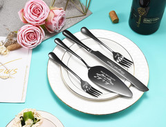 Wedding Cake Knife and Server Set, Black Cake Cutting Set for Wedding, 4 Pieces