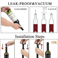 Wine Stoppers Vacuum with Pump, Keep Fresh for 1 Pump+4 Stoppers, Black