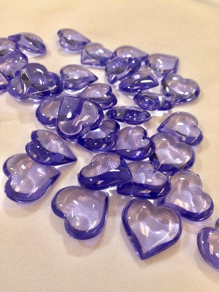 4Lb Crystal Acrylic Hearts Vase Gems or Table Scatters (Medium 2.4cm, Purple)