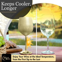 Stainless Steel Wine Glasses – Set of 2 Etched 16 oz Metal Goblets, Unbreakab…