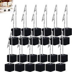 24 Pcs Wooden Cube Memo Holders with Alligator Clips, Table Number Stands for