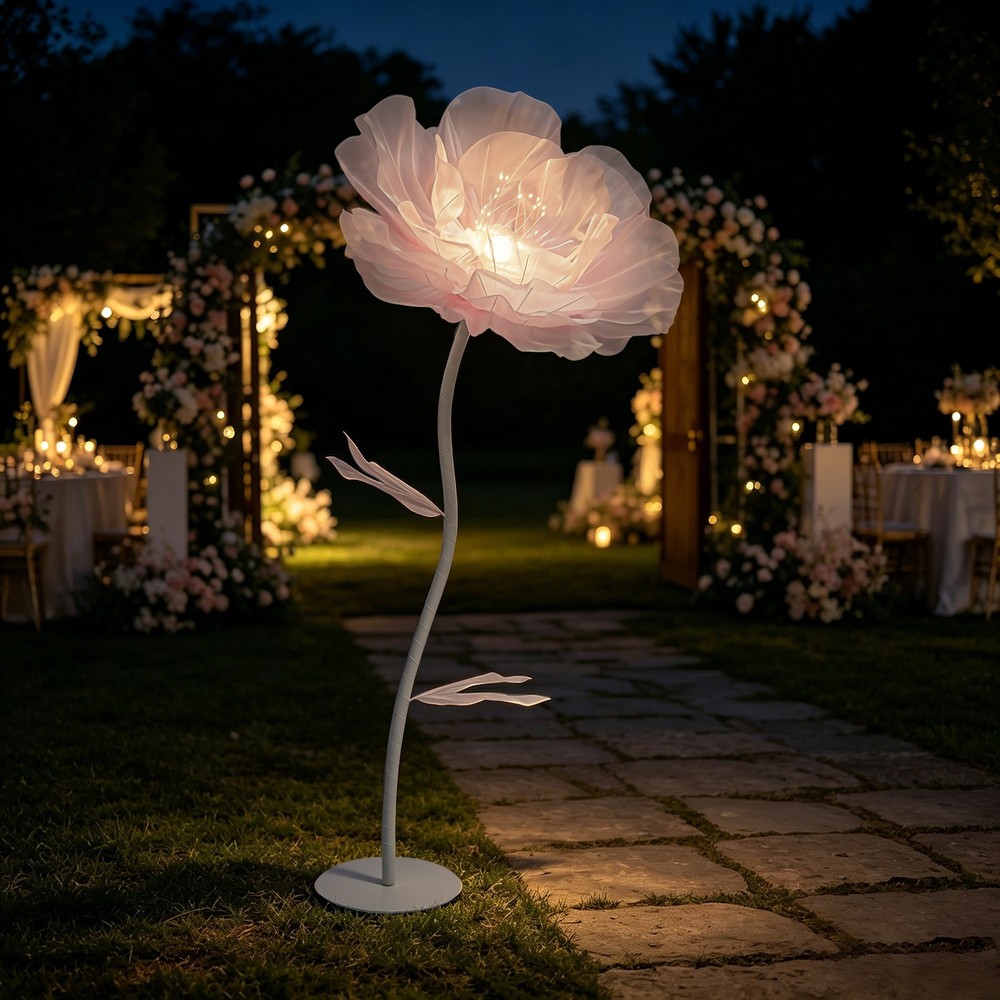 Flower Decoration With Light Pink Large Electric Auto-open Artificial Flower