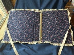 Vintage Blue Pink Floral Lace Fabric 3 Ring Binder Padded Photo Album Cottagecor