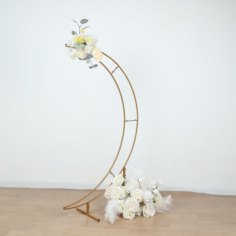 4 ft GOLD Metal Half Crescent Moon Wedding Arch Flower Stand Party Centerpieces
