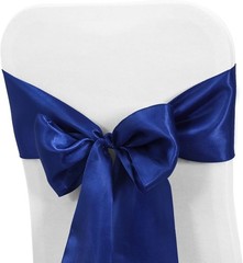 Durable Satin Chair Ties 50 Count Royal Blue for Engagement and Birthday Events