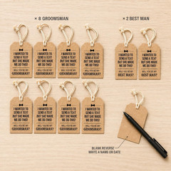 Groomsmen Proposal Gift Hang Tags Set of 10 | 8 Will You Be My Groomsman + 2 Wil