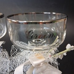 Vintage 1950’s Javit Crystal Bride & Groom Wedding Champagne Coupe Set in Box