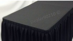 4′ Fitted Polyester Double Pleated Table Skirt Cover w/Top Topper Shows BLACK