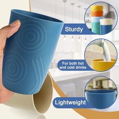 Wheat Straw Cups 16 OZ, Plastic Drinking Glasses, Drinking 16 oz Multicolor