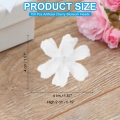 100Pcs Fake Silk Flower Heads, Artificial Cherry Blossom Wedding, White