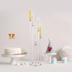 5-Arm Candle Holder Acrylic Clear Freestanding Candle Holder with Candle Cover