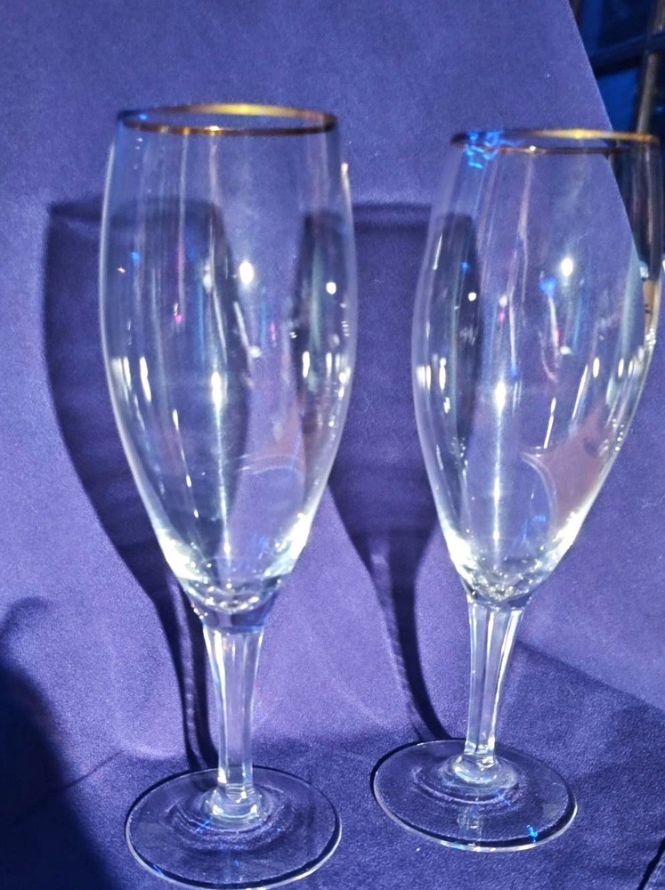 SHIPS FREE 1950s Gold-Rimmed Champagne Flutes , Set of 2, wedding, bridal,