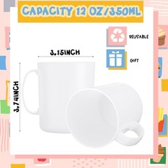 Pcs Plastic Mugs with Handle oz Unbreakable Plastic Coffee Mugs 12 White