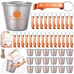 Vesici Sets 50 Sets Baby Shower Favors 1.5 oz Stainless Steel Shot 25 Orange
