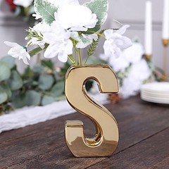 GOLD 6″ Ceramic S Symbol Flower VASE Table Centerpiece Party Events Decorations