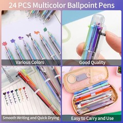 Easter Basket Stuffers 24 PCS Ballpoint Pens for School 6-in-1 Colored Pens