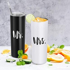 Mr and Mrs Gift Set, Mr and Mrs Stainless Steel Insulated 1 Black and White