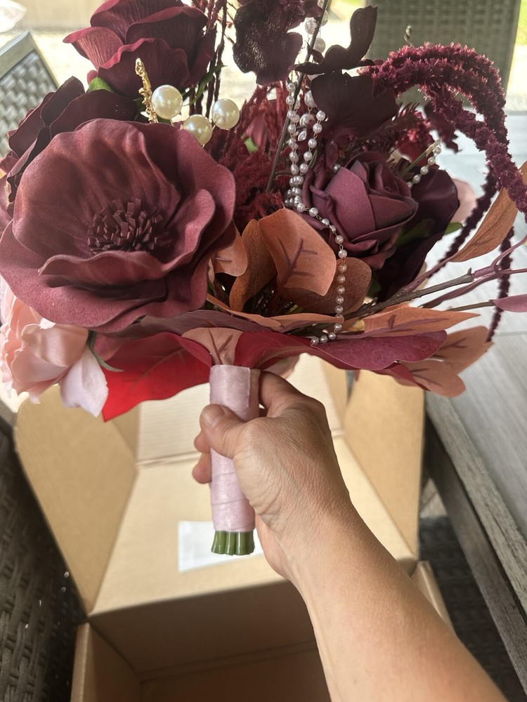 Ling Moment’s Red Burgundy/Marsala Wedding Bouquet