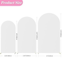 Set of 3 Wedding Arch Cover 6FT, 6.6FT, 7.2FT 2-Sided 7.2FT, 6.6FT, 6FT White