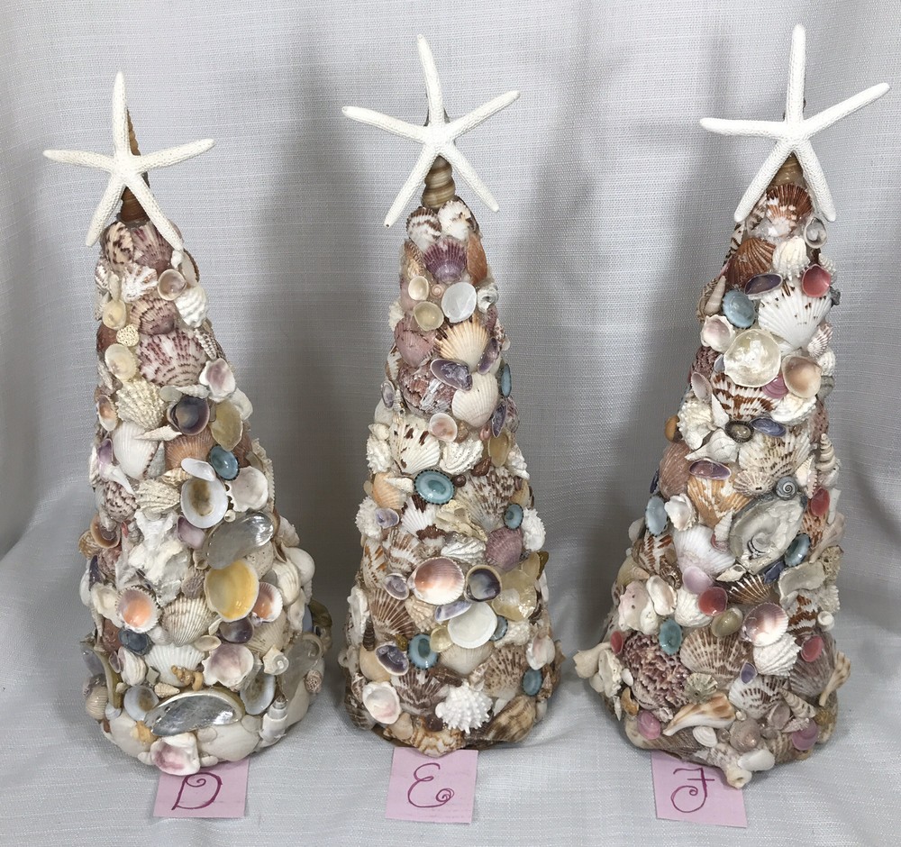 SEASHELL Topiary Tree Starfish Centerpiece Shore Ocean Wedding Shell Beach 15″