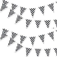Home Outdoor Flags Bunting PE Party Pennant Flag Racing 30M Black White