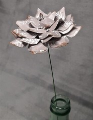Handmade Paper Flower on stem (Gray Pattern No.5) for Wedding, St. Valentine’s