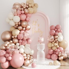 Dusty Pink Balloon Arch Kit, 143Pcs Blush Pink Sand White Nude Rose Gold Boho