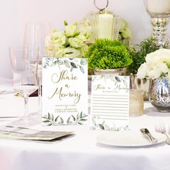 Zonon 51 Pcs Share a Memory Cards and Greenery Seating 4×6 inches, Gold Font