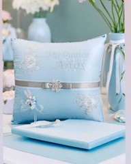 NEW! Quinceanera Kneeling pillow Champagne with gold – Cojin para quinceanera