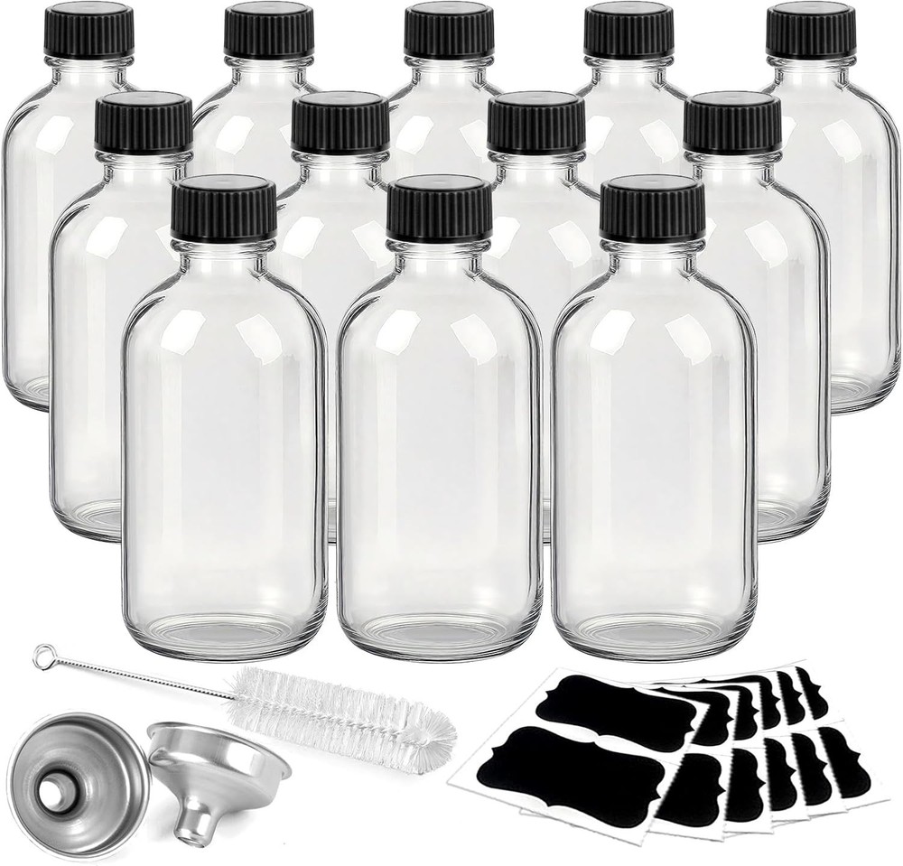 Showvigor 12 Pack 2oz Clear Glass Shot Bottles with Caps and…