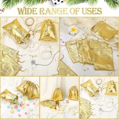 50pcs Gold Gift Drawstring Bags Pouches For Jewelry Organizers Candy Package
