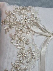 Wedding His/Her Ring Pillow Beaded & Embroidered Beautiful