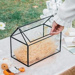 Black Glass Cards Box with lid for Wedding, Birthday, Party Reception – 10.2x…