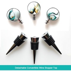 Lockban Wine Bottle Stoppers, Set of 3 Stainless Steel L, Green Glass