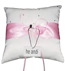 7.8″ Satin Double Hearts Decoration Wedding Ring Bearer Pillow () Pink