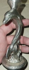 Dolphin Heart Wedding Toasting Glasses Champagne Flute Set Opal Glass pewter HTF
