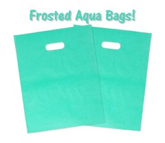 12×15″ 2.5 Mil, 4 Colors Frosted Plastic Merchandise Gift Bags Handles Combo!